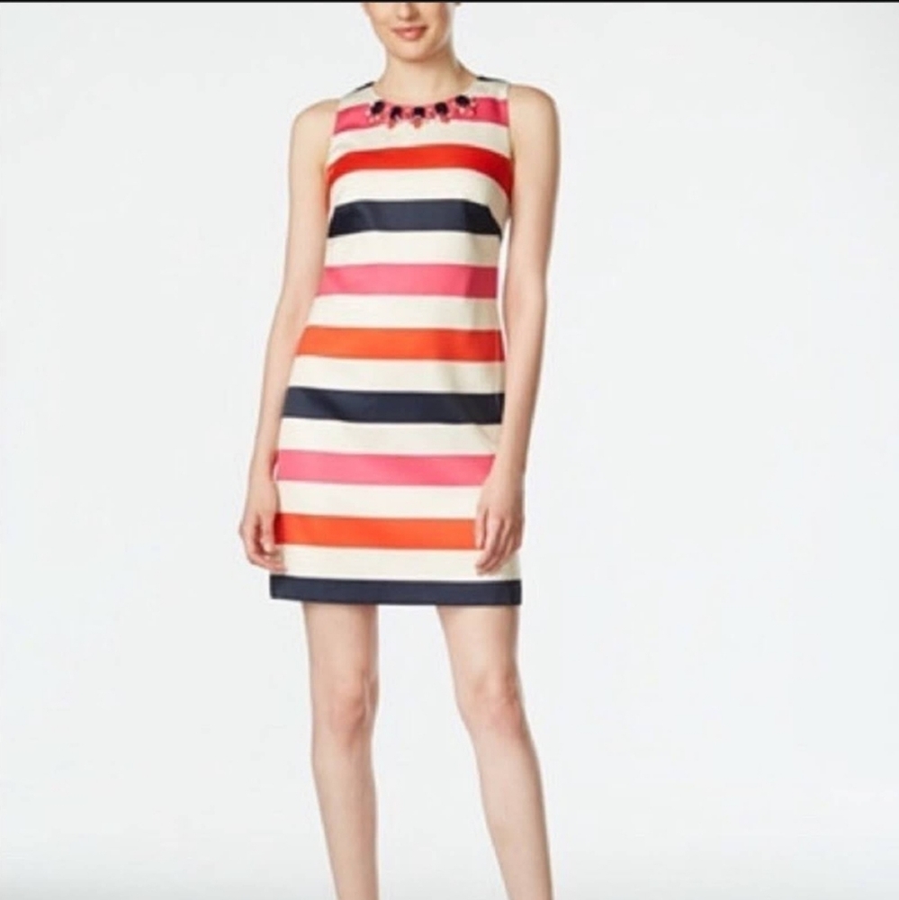 Vince Camuto Multicolor Striped Embelished Sheath Dress 12